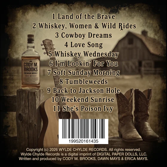 Album-Back-Cover---Cody-Brooks---Whiskey-Women-and-Wild-Rides